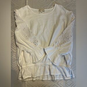White Blouse with Lace Sleeves